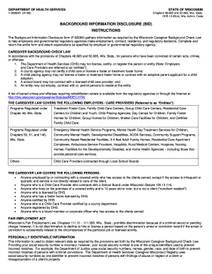 Wisconsin Background Information Disclosure Form