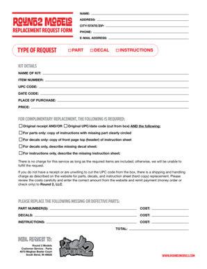 Round2 Models Replacement Request Form
