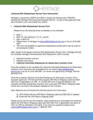 LifeCycle DEA Wastestream Survey Form