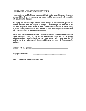 Employee Acknowledgement Form