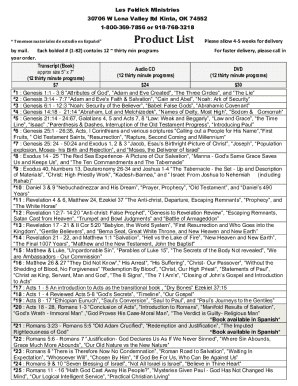 Bible Study Program Order Form