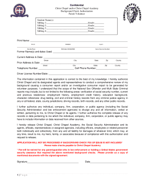 Employment background example - Background Check Form - Christ Chapel Academy - christchapelacademy