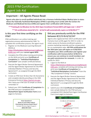 2015 FFM Certification Agent Job Aid
