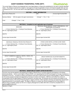 Agent Business Transferral Form