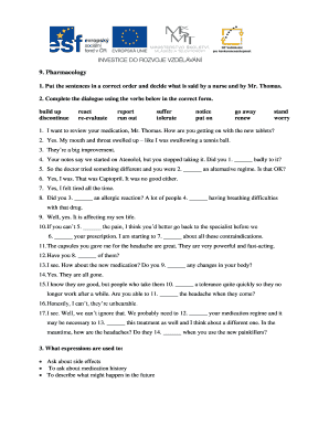 Pharmacology Exercise Worksheet