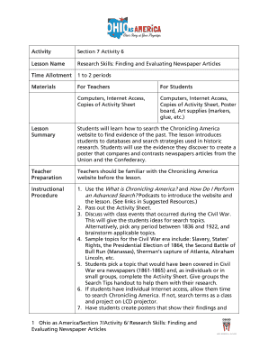 Research Skills Activity Sheet