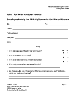 PMII Activity Observation Form