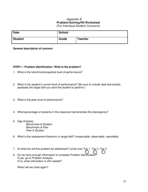Problem-Solving/RtI Worksheet