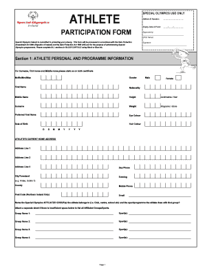 Special Olympics Ireland Athlete Participation Form