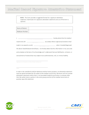 Medical Record Signature Attestation Statement