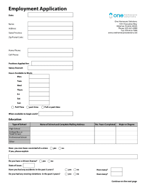 Employment Application Form