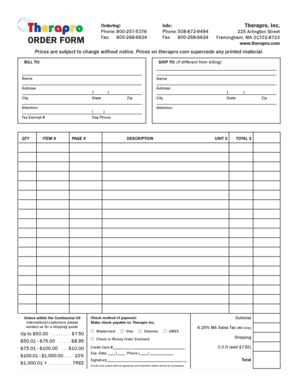 Therapro Order Form