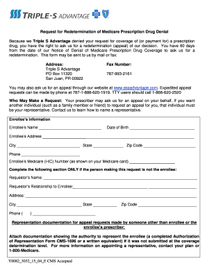 Request for Redetermination of Medicare Prescription Drug Denial