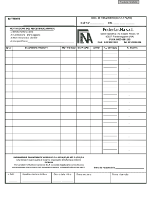DOC. DI TRASPORTO/D.P.R.472/91