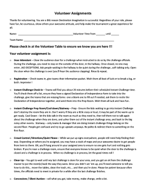 Volunteer Assignment Form