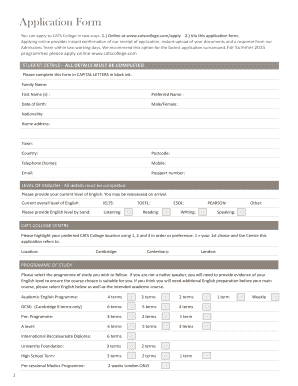 CATS College Application Form
