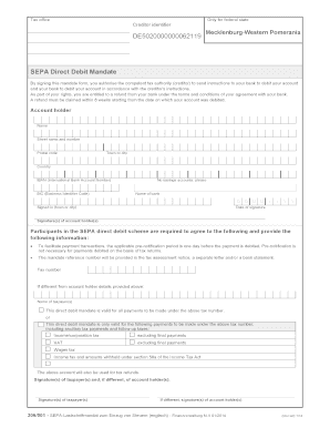 SEPA Direct Debit Mandate for Tax Payments