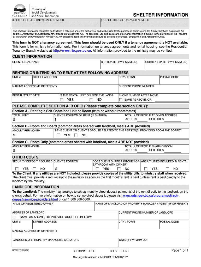 Shelter Information Form Fill Out Sign Online DocHub