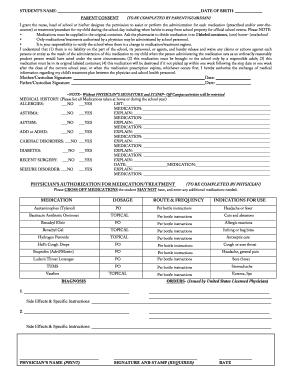 Student Medication Authorization Form