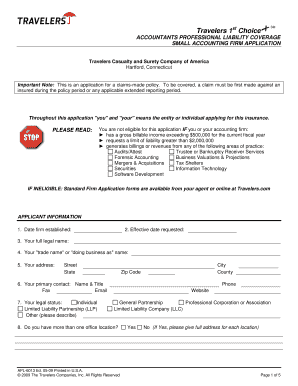 Accountants Professional Liability Coverage Application