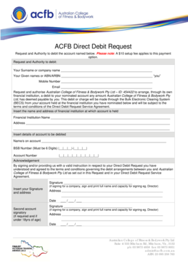 ACFB Direct Debit Request Form