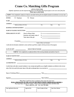 Crane Co. Matching Gifts Program Application Form