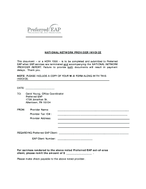 National Network Provider Invoice