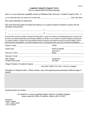 Academic Integrity Okstate - Fill Online, Printable, Fillable, Blank