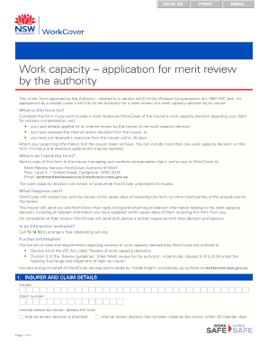 Work Capacity Merit Review Application