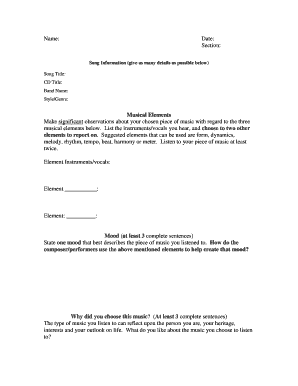 Music Analysis Form