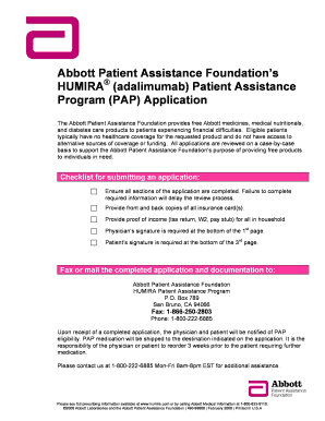 HUMIRA Patient Assistance Program Application