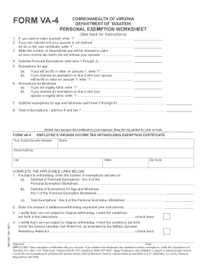 Virginia Income Tax Withholding Exemption Certificate