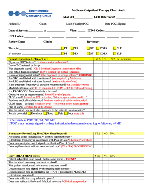 Medicare Outpatient Therapy Chart Audit Form