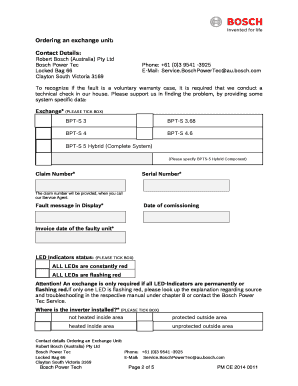 Bosch Power Tec Inverter Exchange Form