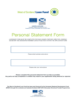 Personal Statement Form for Loan Application