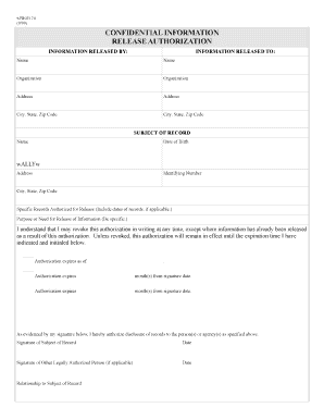 Confidential Information Release Authorization