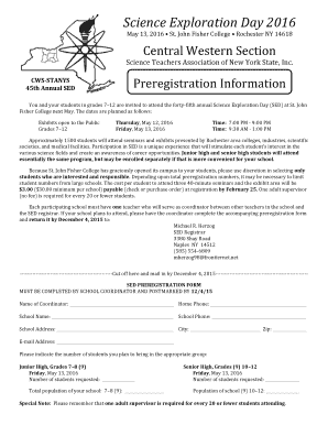 Science Exploration Day Preregistration Form