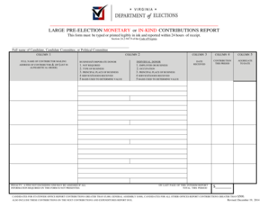 Virginia Large Pre-Election Contribution Report