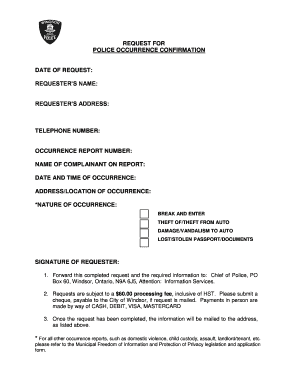 Police Occurrence Confirmation Request