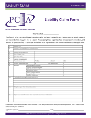 Liability Claim Form