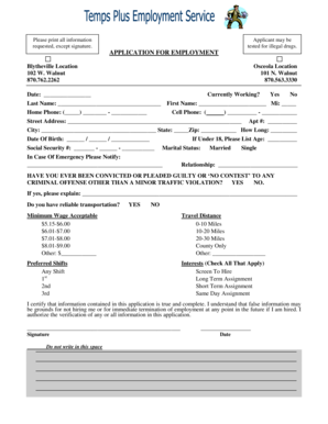 Employment Application Form