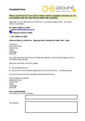 CHS Group Complaint Form