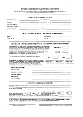 Competitor Medical Information Form