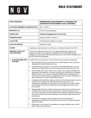 Fillable Online Membership Engagement Coordinator (Audience Engagement ...