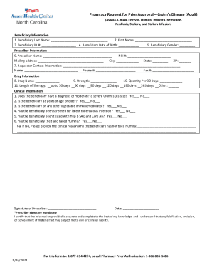 Crohn's Disease Adult Form - AmeriHealth Caritas North Carolina. Crohn's Disease Adult Form