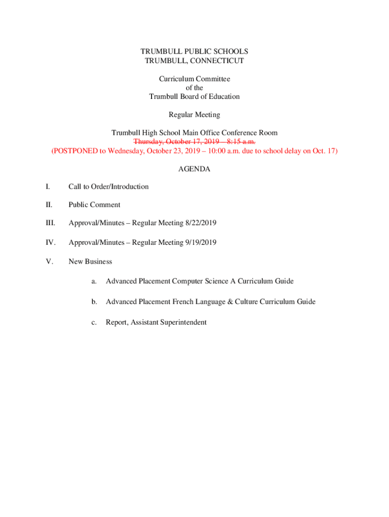 Fillable Online agenda Trumbull Public Schools Fax Email Print Fillable Online agenda Trumbull Public Schools Fax Email Print