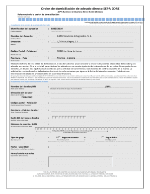 Orden de domiciliacin de adeudo directo SEPA B2B Mandat ...