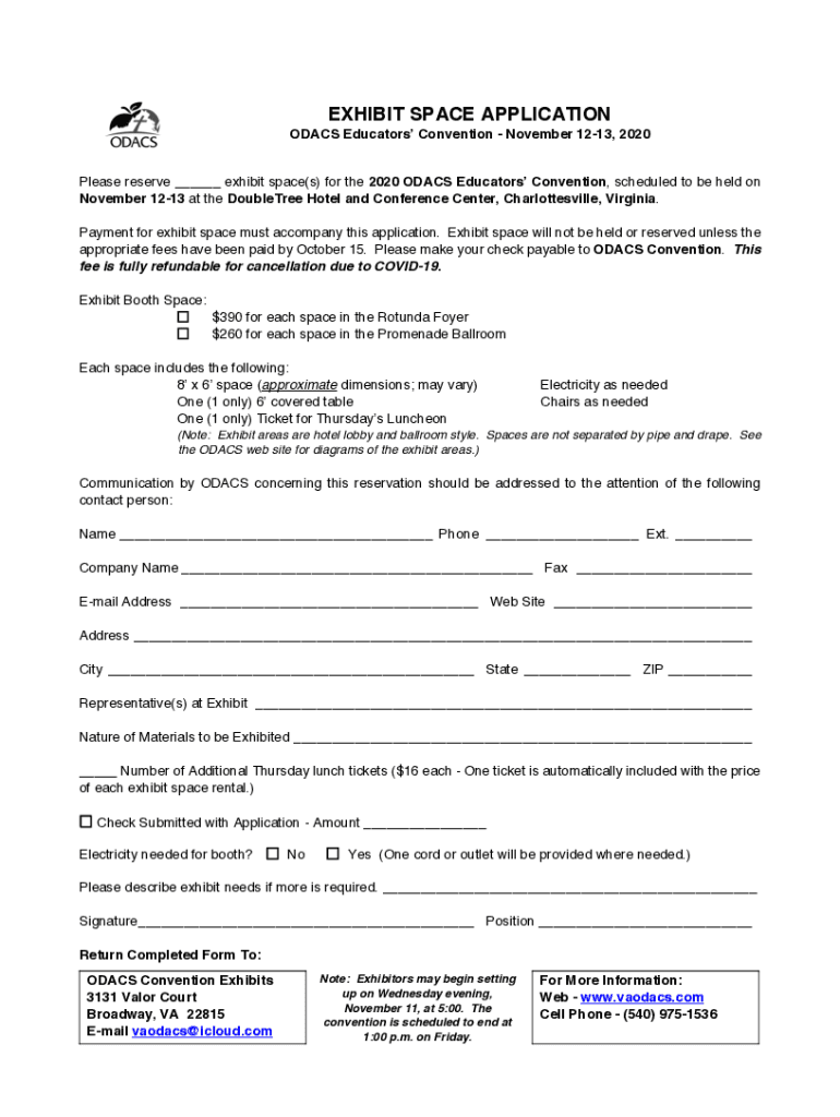 Fillable Online Exhibitor Specifications and Contract Terms The