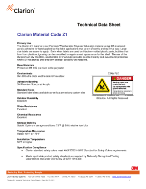 Fillable Online 3M Sheet and Screen Label Material 7029, Clear ...