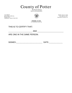 Fillable Online Tax AssessoCollector - Potter County, Texas Fax Email